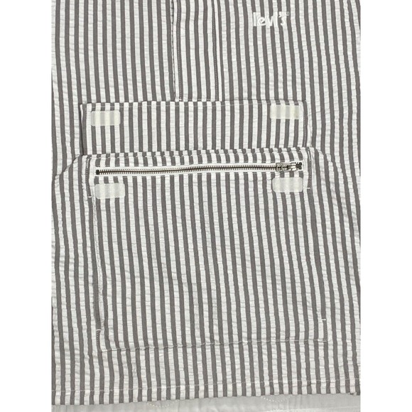 Levi's Mens M White Gray Striped Half Zip Pullover Long Sleeve Jacket - Picture 5 of 10